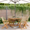 Set de comedor de jardín 5 pzas ratán PE madera maciza beige