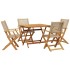 Set de comedor de jardín 5 pzas ratán PE madera maciza