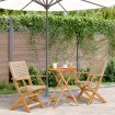 Juego de bistro de 3 piezas ratán PE y madera maciza beige