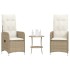 Sillones reclinables de jardín con mesa 2 uds ratán PE