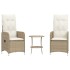 Sillones reclinables de jardín con mesa 2 uds ratán PE