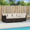 Set comedor de jardín 5 piezas y cojines ratán sintético marrón