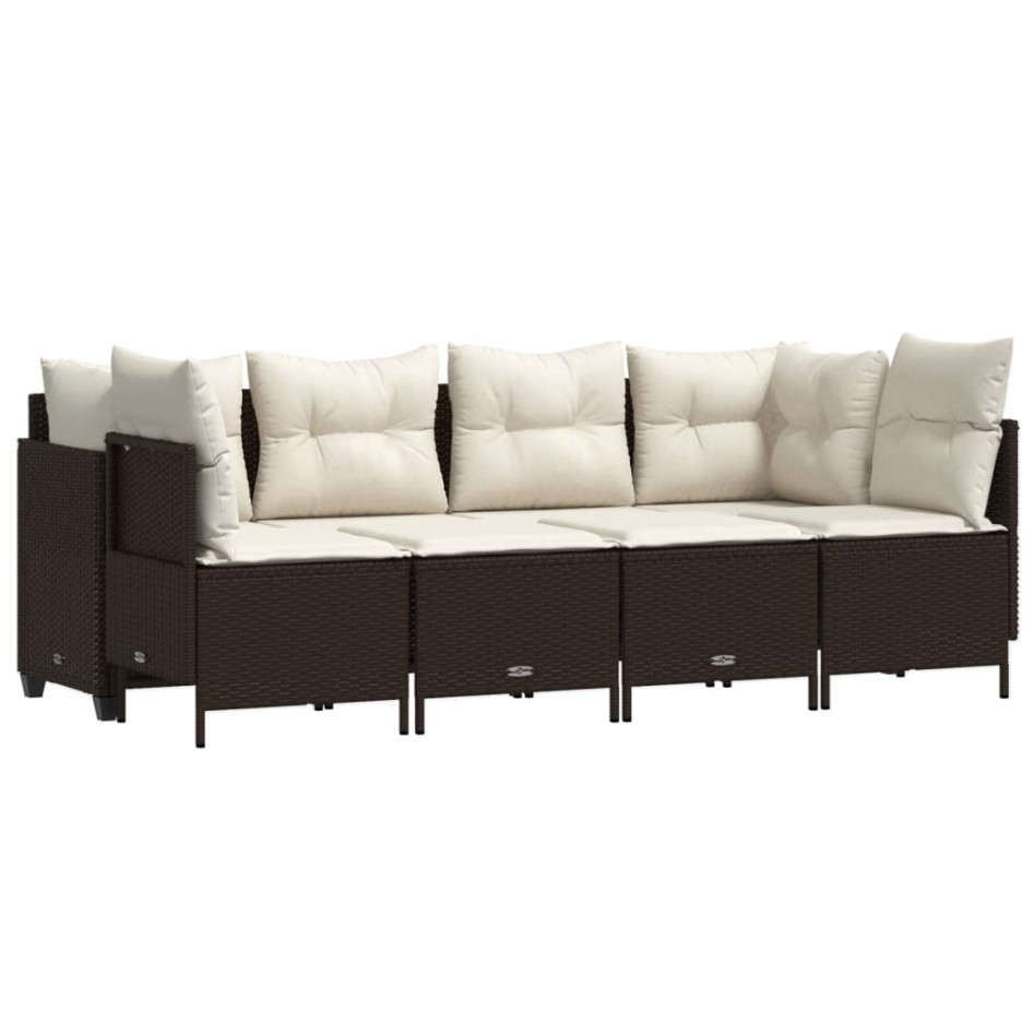 Set comedor de jardín 5 piezas y cojines ratán sintético