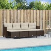 Set comedor de jardín 5 piezas y cojines ratán sintético marrón