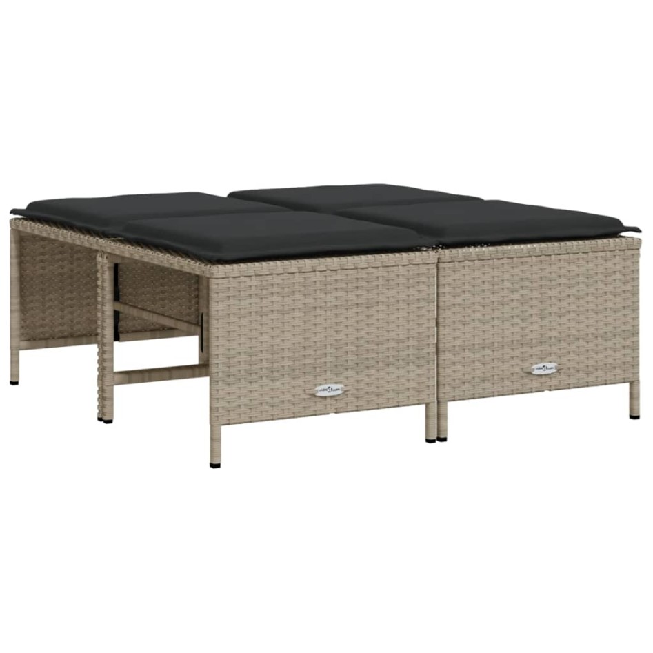 Set de sofás jardín y cojines 5 pzas ratán sintético gris