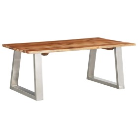 Mesa de centro madera de acacia y acero inoxidable