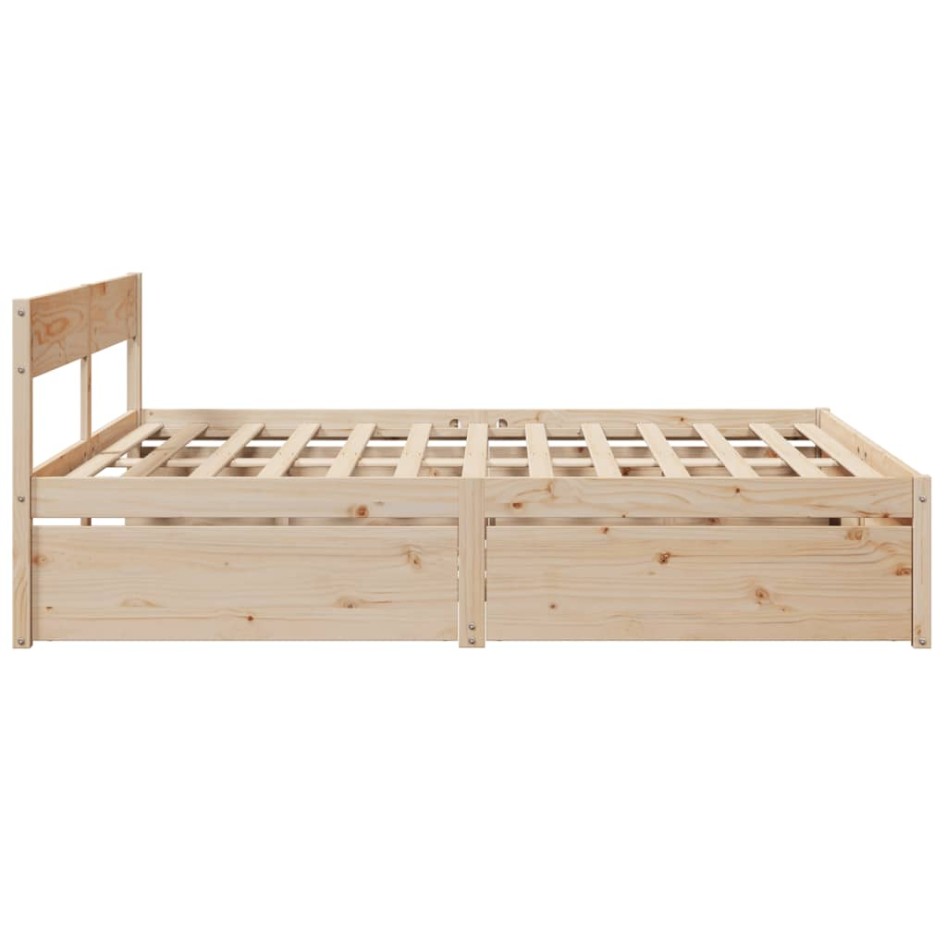 Estructura de cama sin colchón madera maciza de pino 180x200