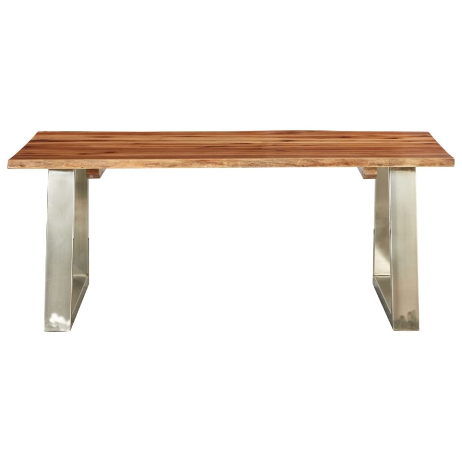 Mesa de centro madera de acacia y acero inoxidable