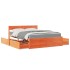 Cama con cajones y colchón madera maciza pino marrón 160x200