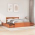 Cama con cajones y colchón madera maciza pino marrón 160x200