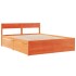 Cama con cajones y colchón madera maciza pino marrón 160x200