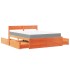 Cama con cajones y colchón madera maciza pino marrón 160x200