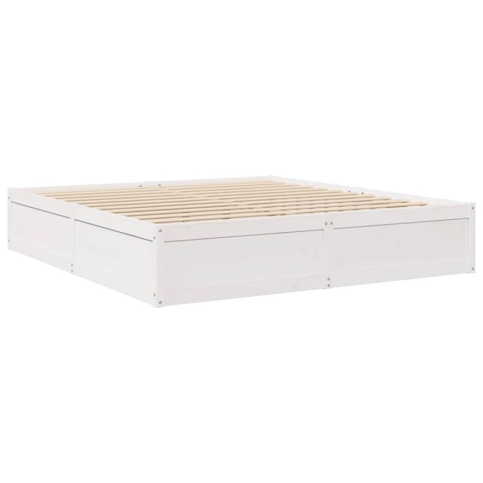 Cama con colchón madera maciza de pino blanca 180x200
