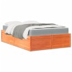 Cama con colchón madera maciza de pino marrón cera 120x200 cm