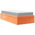 Cama con colchón madera maciza de pino marrón cera 90x200