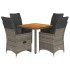 Set comedor de jardín 5 piezas con cojines ratán sintético