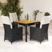 Set de muebles jardín 5 pzas con cojines ratán sintético negro