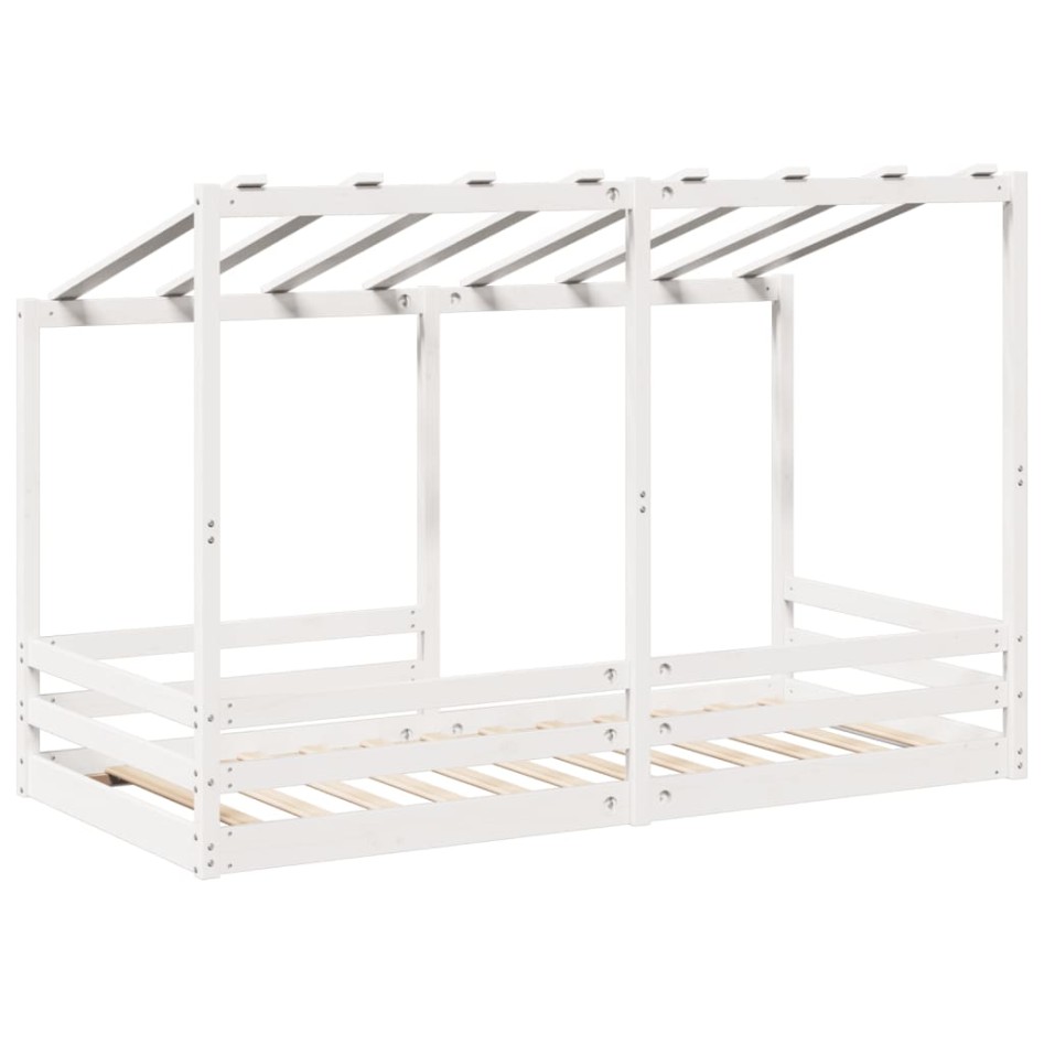 Cama infantil con techo madera maciza pino blanca 100x200