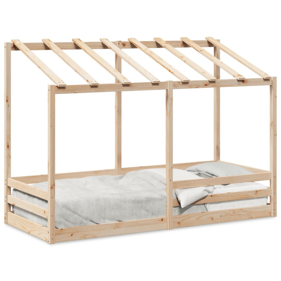 Cama infantil con techo madera maciza pino 90x190