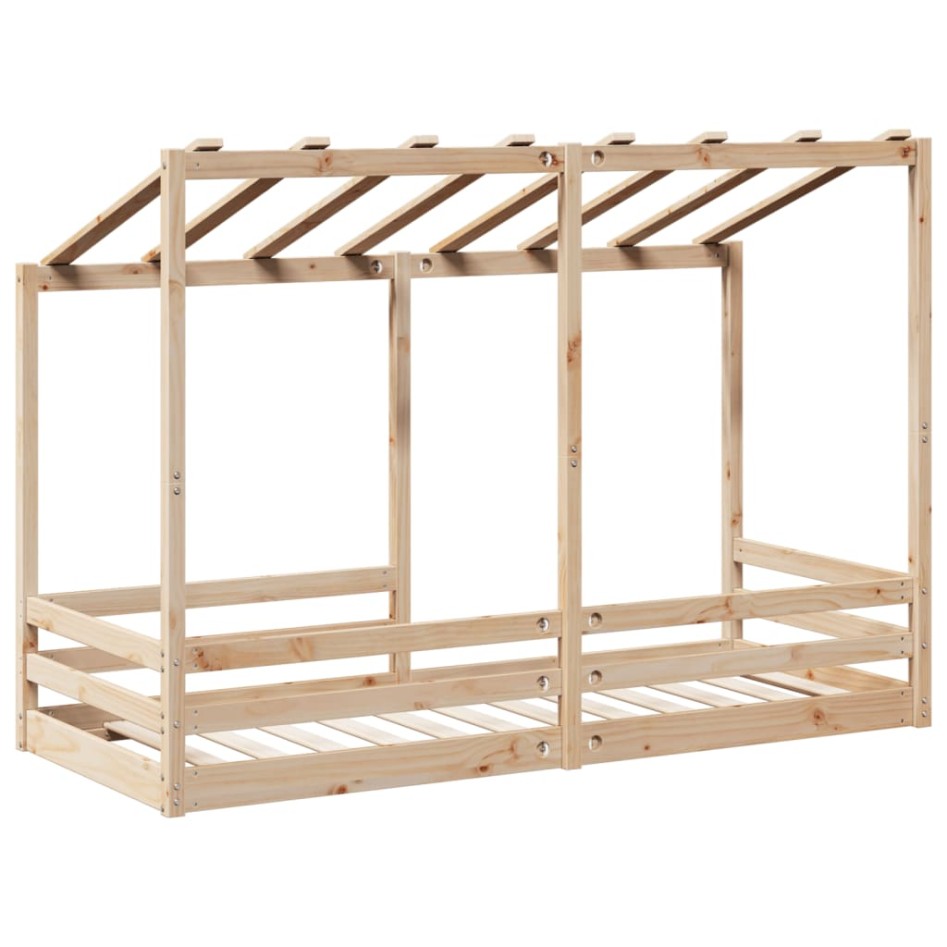 Cama infantil con techo madera maciza pino 90x190