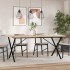 Mesa de comedor marco X madera maciza pino acero 180x90x75,5