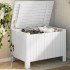 Caja de almacenaje y tapa RANA madera maciza blanca 80x49x54