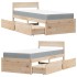Cama con cajones y colchón madera maciza de pino 90x200