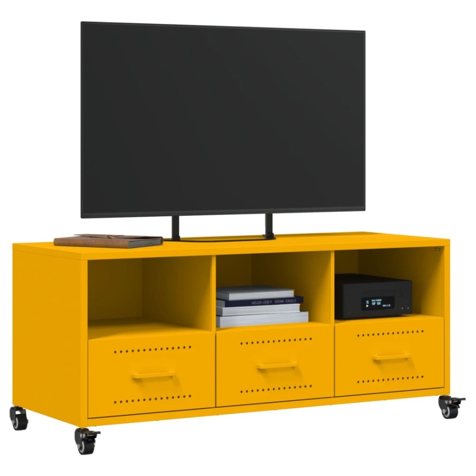 Mueble para TV acero laminado en frío amarillo 100,5x39x43,5