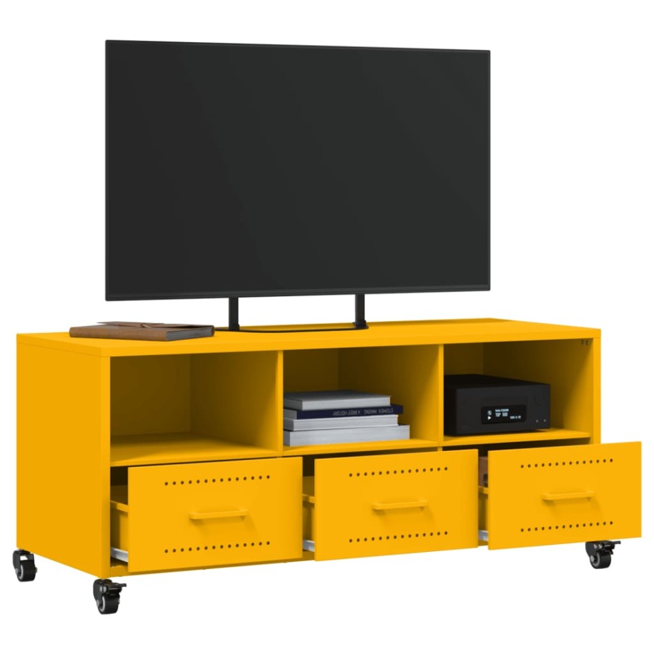 Mueble para TV acero laminado en frío amarillo 100,5x39x43,5