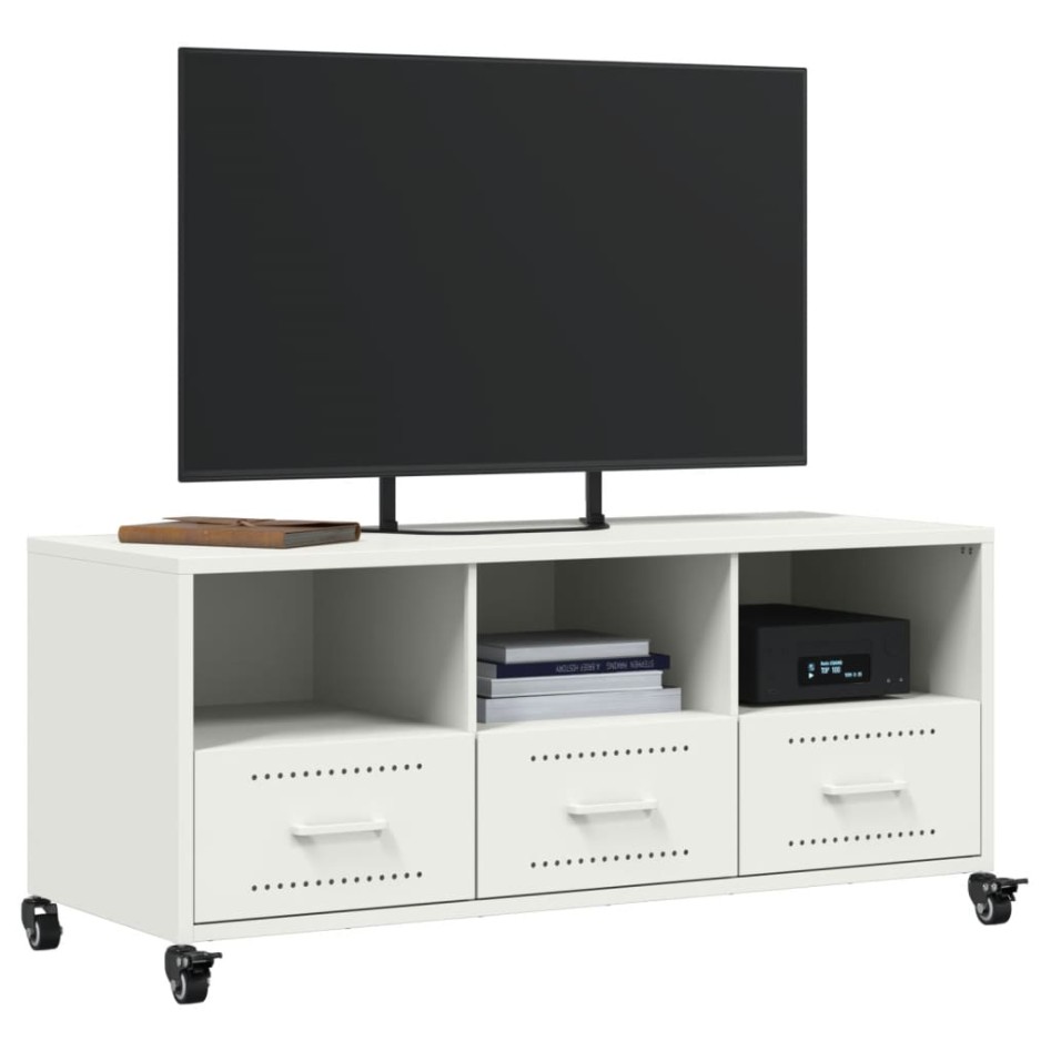 Mueble para TV acero laminado en frío blanco 100,5x39x43,5