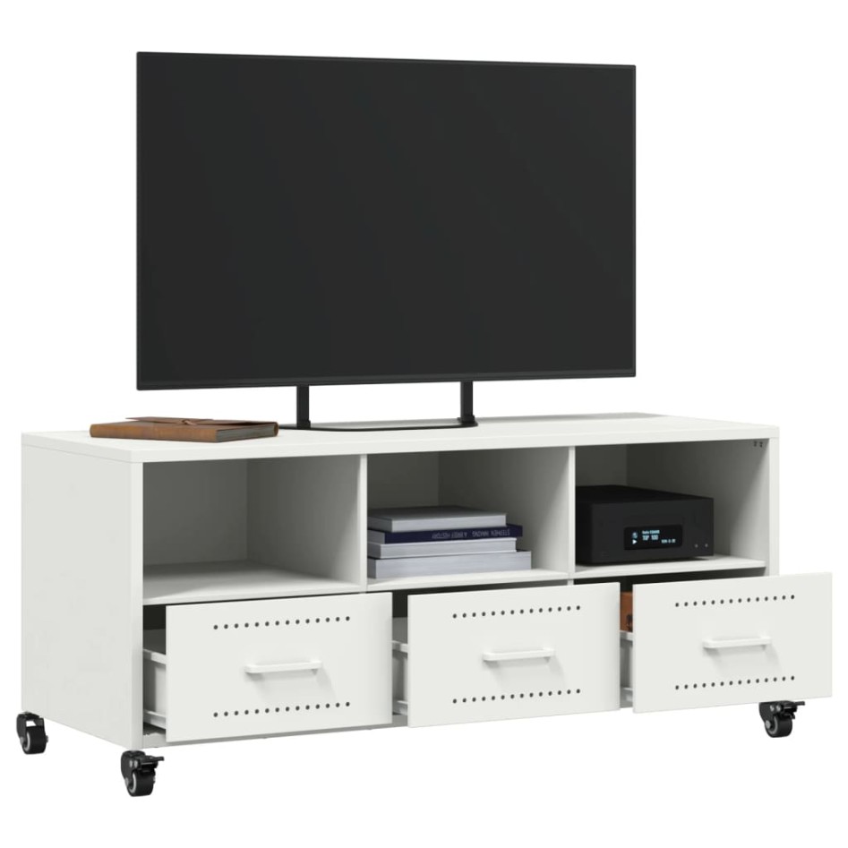 Mueble para TV acero laminado en frío blanco 100,5x39x43,5