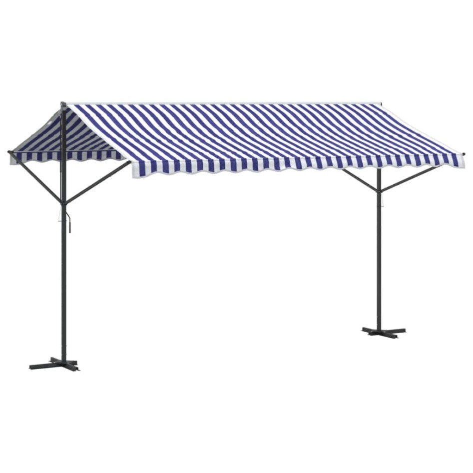 Toldo de pie tela y acero azul y blanco 400x300
