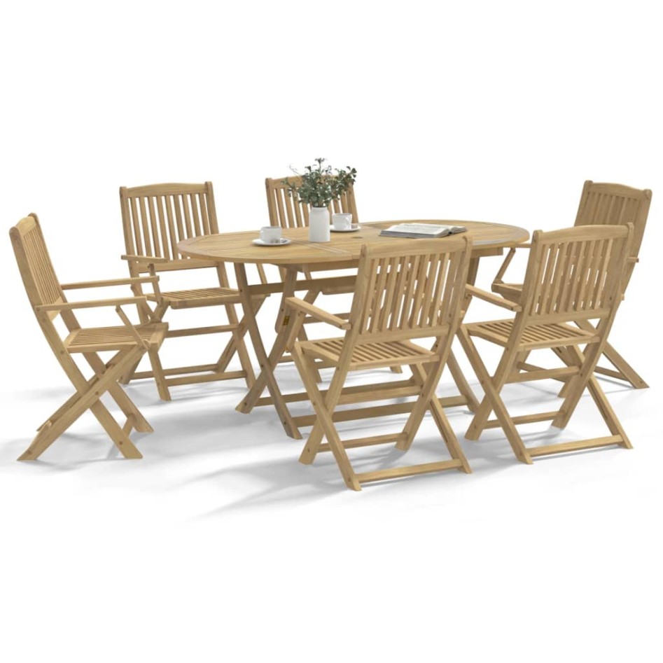 Juego de comedor para jardín 7 piezas madera maciza