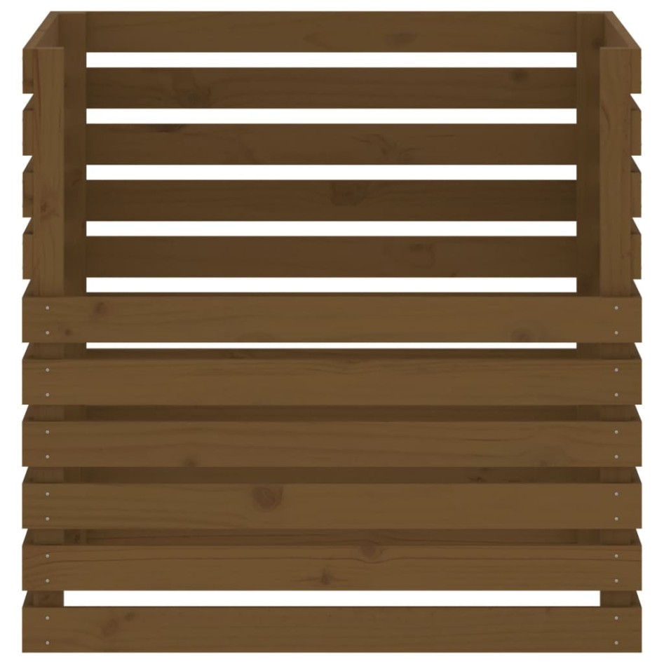 Compostador de madera maciza de pino marrón miel 80x80x78