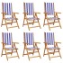 Sillas jardín reclinables 6 uds madera maciza tela azul