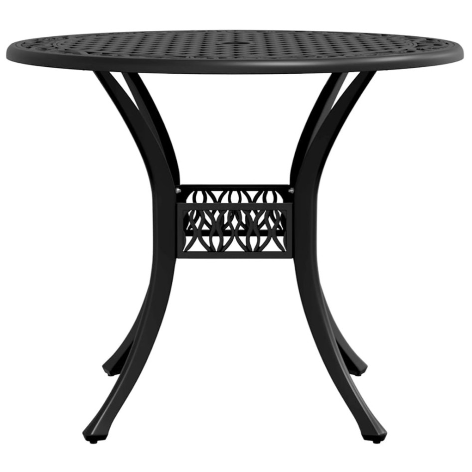 Mesa de jardín aluminio fundido negro Ø90x75