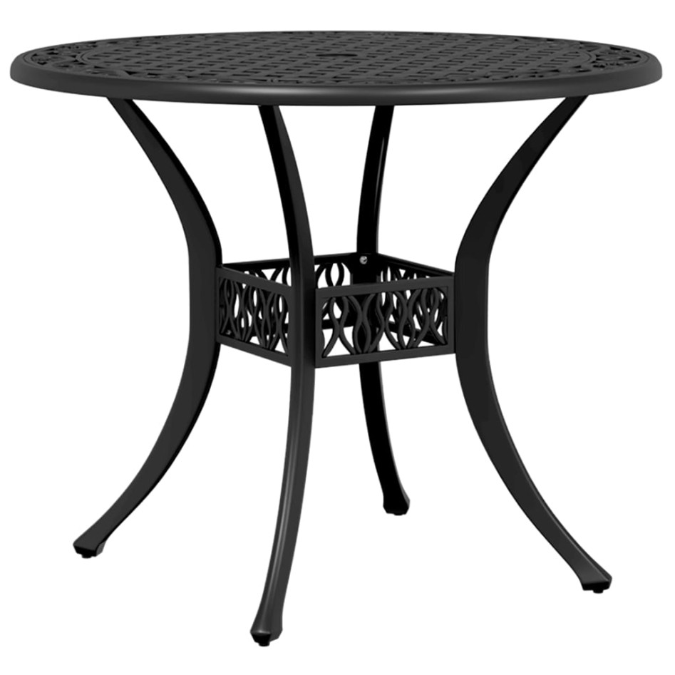 Mesa de jardín aluminio fundido negro Ø90x75