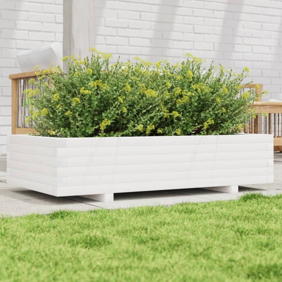 Jardinera de madera maciza de pino blanco 110x60x26,5