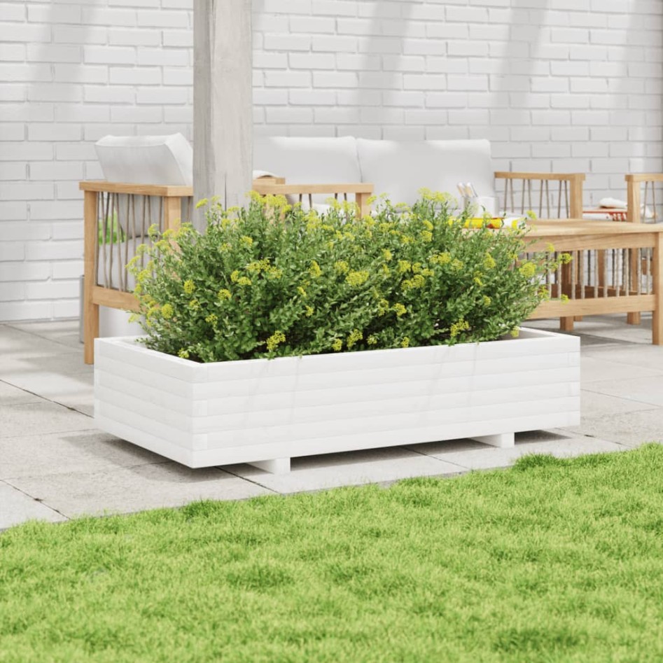 Jardinera de madera maciza de pino blanco 110x60x26,5
