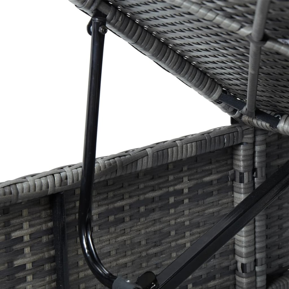 Tumbona de jardín con cojín de ratán sintético gris