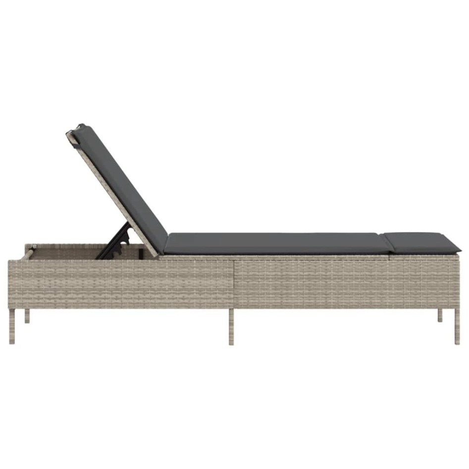 Tumbona con cojín ratán sintético gris