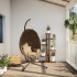 Silla colgante huevo con soporte tela y acero gris