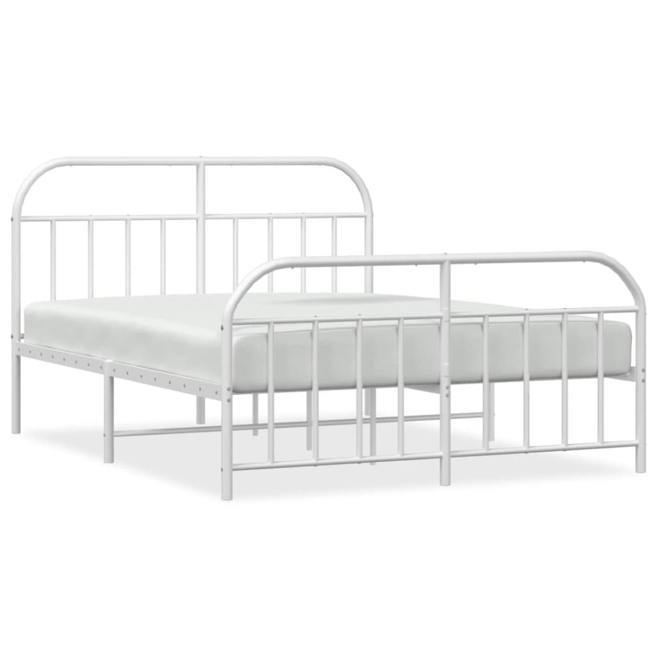 Estructura cama metal con cabecero y estribo blanco 180x200