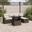 Set sofás de jardín 6 piezas y cojines ratán sintético marrón