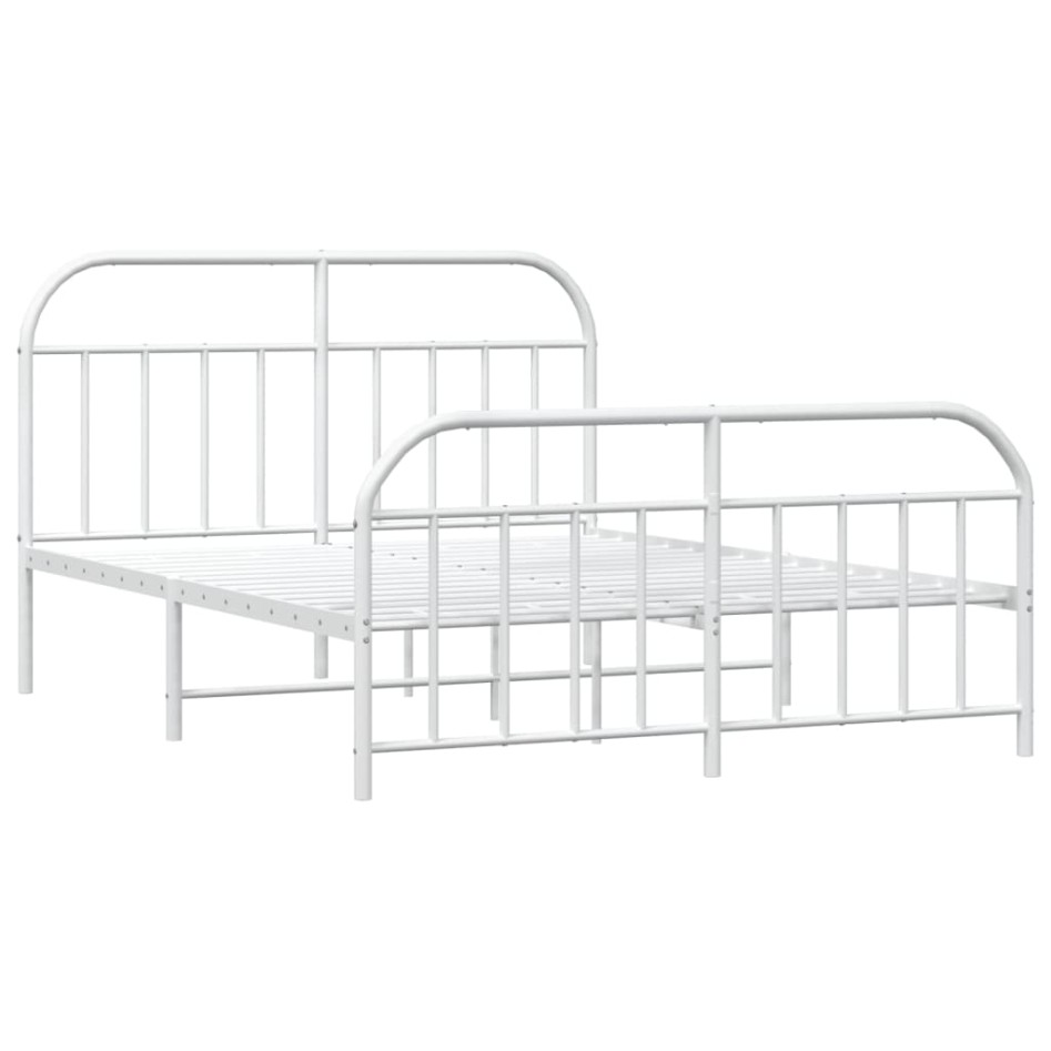 Estructura cama metal con cabecero y estribo blanco 180x200