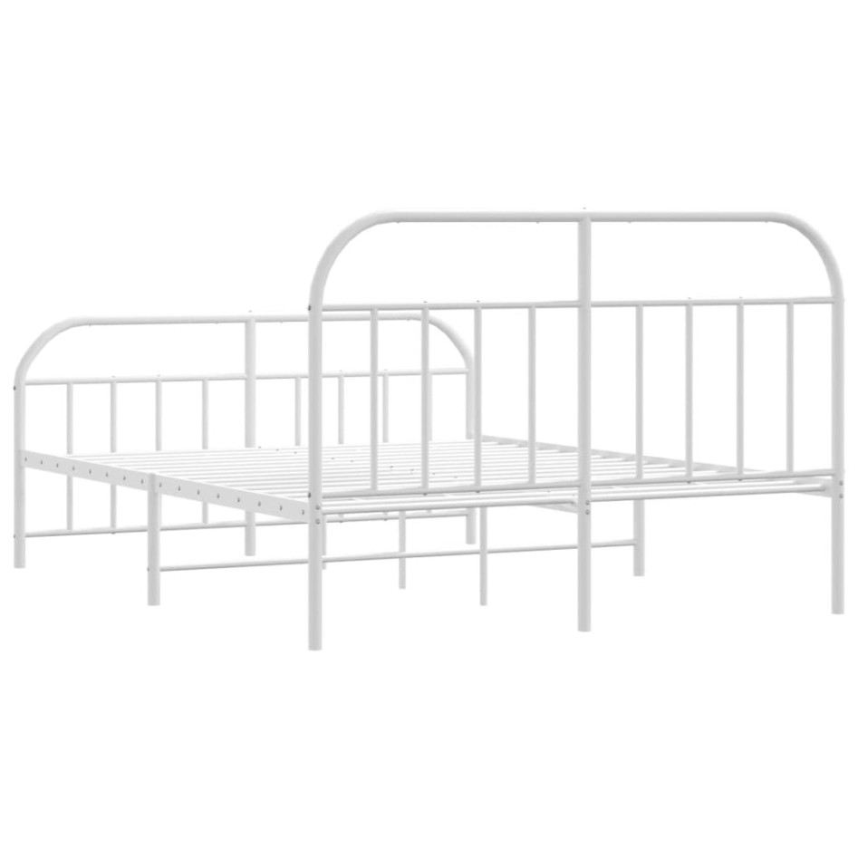 Estructura cama metal con cabecero y estribo blanco 180x200