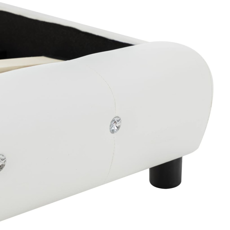 Cama y colchón viscoelástico cuero sintético blanco 140x200