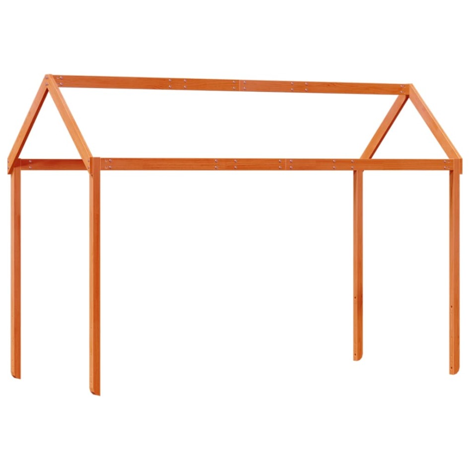 Cama litera con techo madera maciza pino marrón cera 75x190