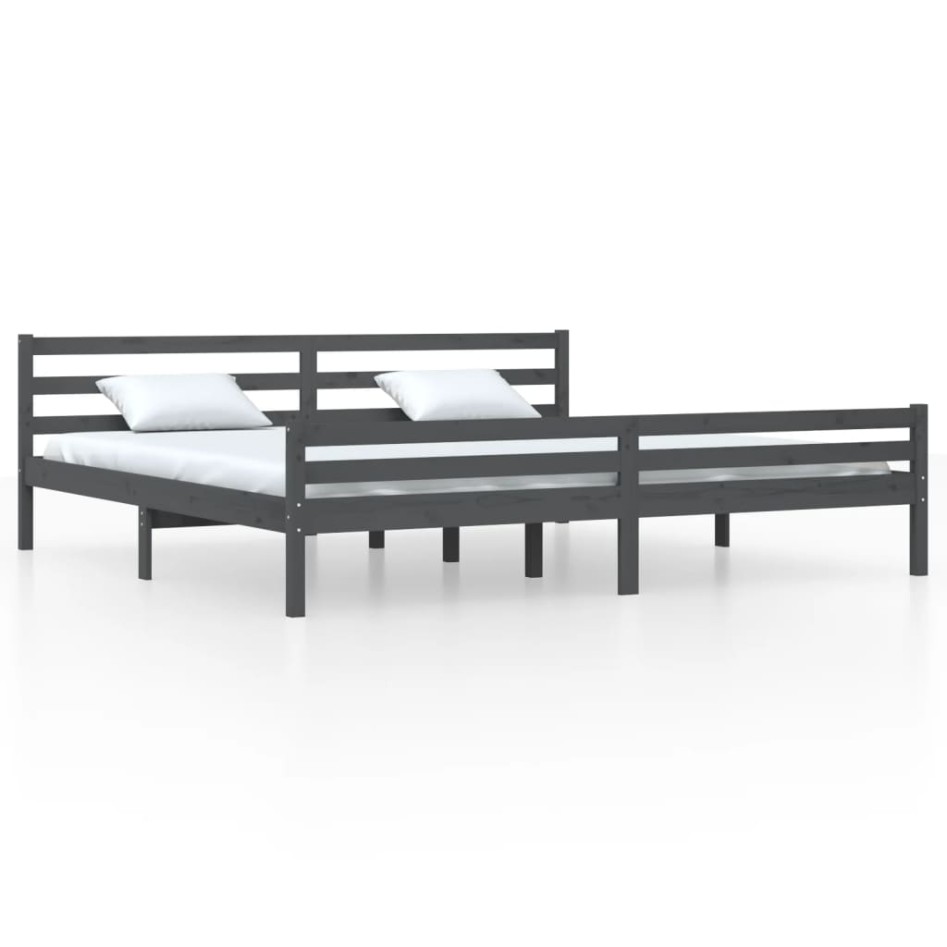 Estructura de cama madera maciza gris 200x200