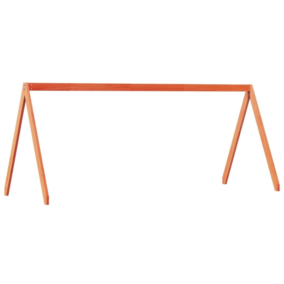 Cama alta con techo madera maciza de pino marrón cera 80x200